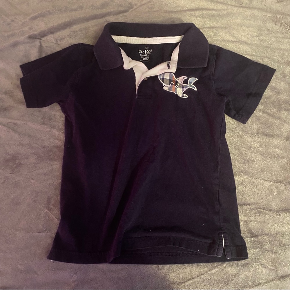 4t Boys Shark Appliqué Short-sleeved Polo